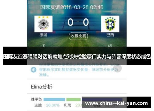 国际友谊赛强强对话前瞻焦点对决检验豪门实力与阵容深度状态成色